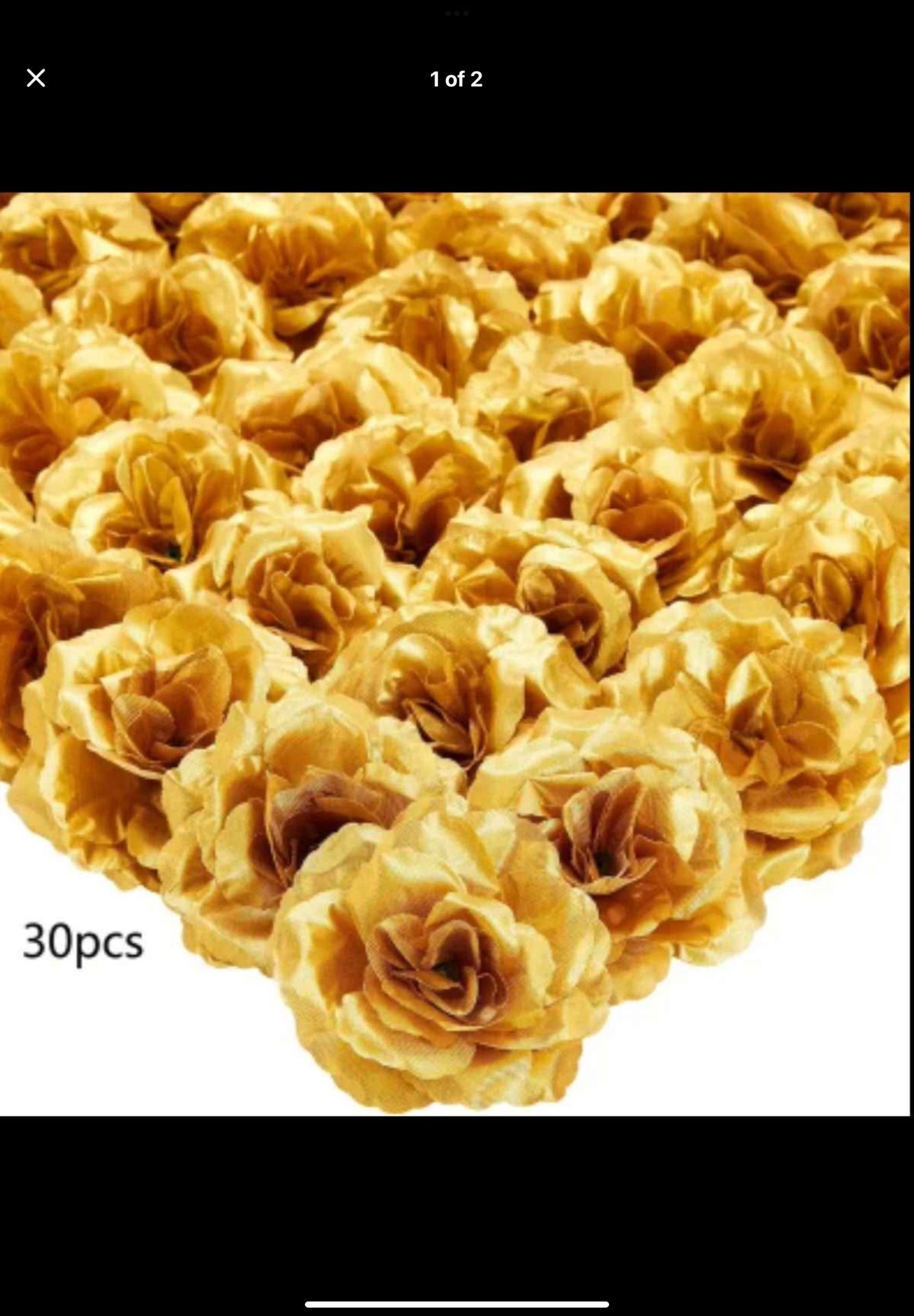 30 Pack Golden Silk Rose Artificial Flowers, 3.15inch Stemless Fake Roses for Home Decor, Wedding