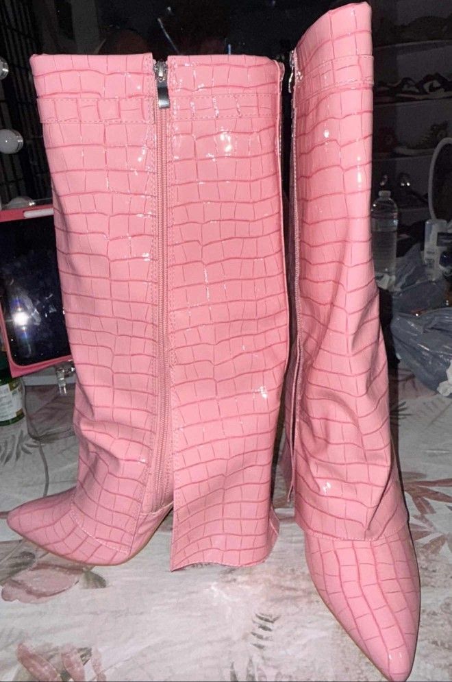 Pink Fashion Nova knee high boots