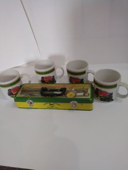 John Deere  Mugs and Metal Box 