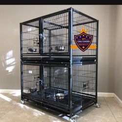 Double Stacked Dog Pet Cage Kennel Size 43 With Divider And Feeding Bowls New In Box 📦 