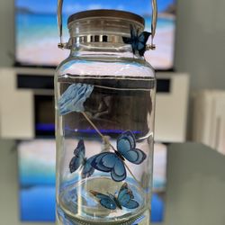 Butterfly & Flower Glass Jar Decoration – Unique Nature Theme Home Accent