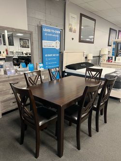 7PC Brown Dining Table Set