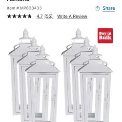 White metal lanterns, 15.7” and/or 12.2” 