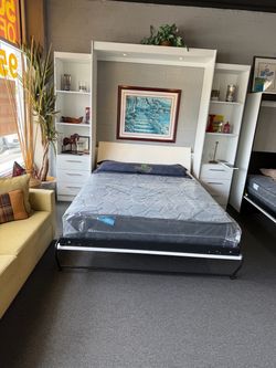 White Murphy bed showroom deal complete set