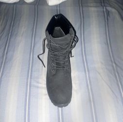 Men's Lace-Up Ankle Work Boots Lug Sole Round Toe Solid Gray/Black