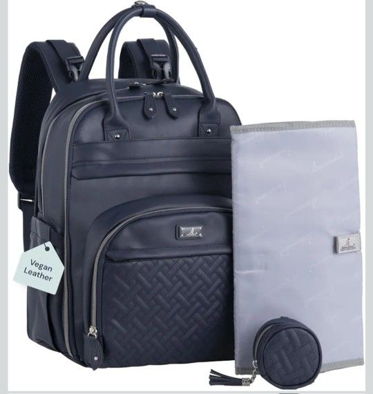 Leather Diaper Bag Backpack - Baby Essentials Travel Baby Bag,