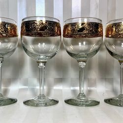 Awsome Set Of 4 Culver 22k Gold Rim 