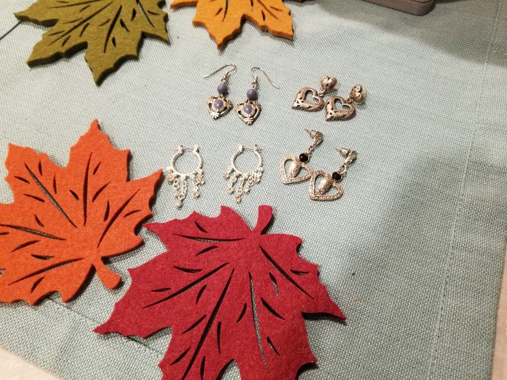 Set Of 4 Silver Earrings