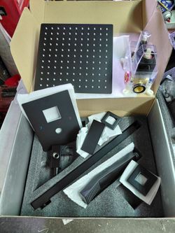 Aklfgn single handle shower faucet set with rainshower head,  handsprayer and valve in matte black,  few available
