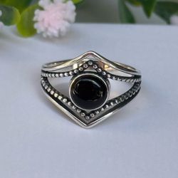 925 Sterling Silver ring Black Onyx Stone size 8