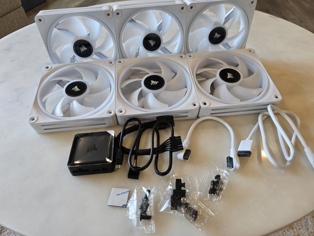 2 sets of Corsair iCUE LINK QX120 RGB White Fans – 6 fans total