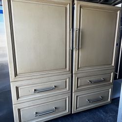 Subzero Panel Ready Built In 72” Bottom Freezer Set 