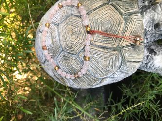Rose quartz pull string 7 inches bracelet