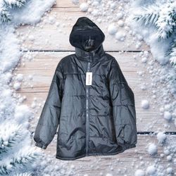 Revess New w Tag Blackish Navy Zip Winter Puffer Coat w Zip-Off Hood