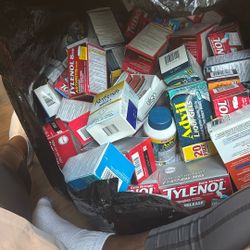 Big Trash Bag Of Tylenol Advil Sleeve Refesh And Other Similar Items 