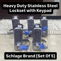 Heavy Duty Stainless Steel Lockset With Keypad (Set Of 5) 