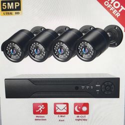4CH CCTV Camera Security System Kit,3K AHD Monitoring Camera DVR With Night Vision Instrument Indoor And Outdoor Use, Push Notification And Email Aler