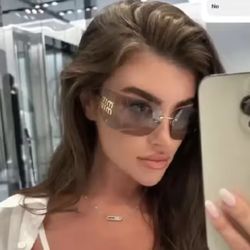 Miu Miu Sunglasses Shades New Grey Gold Logo