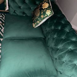 Emerald green TUFFTED couch
