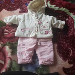 New 0/3 Months Baby Girl 3 Pc Set Wintet Outfit 