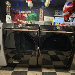 Samsung Front Load Washer And Dryer Set In Black With Rose Gold