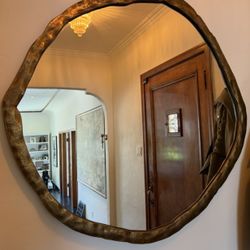 CB2 Abel Brass Round Wall Mirror 48"