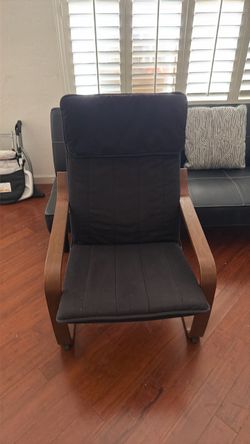 IKEA POÄNG Armchair with Black Cushion