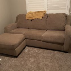 couch, fold out bed (mattress included), and ottoman