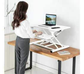 Height Adjustable Standing Desk Converter With Removable Keyboard