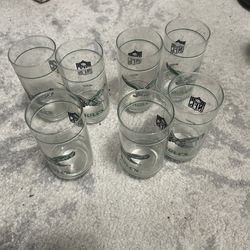 Vintage Philadelphia Eagles NFL Mobil Glasses – Set of 7 – Retro Collectible Barwar