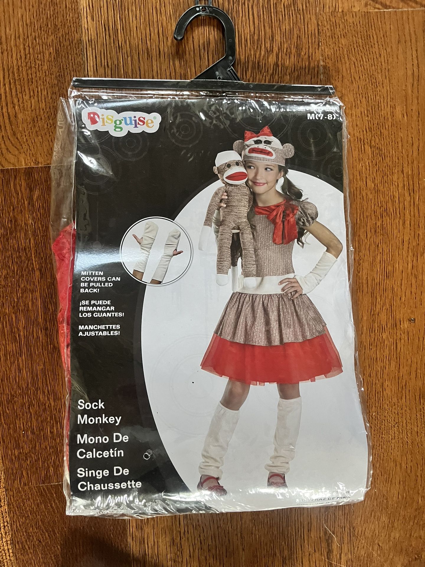 New! Girl’s HALLOWEEN Costume SOCK MONKEY MEDIUM 7/8