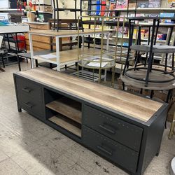 ACME 62" Wooden TV Stand With 4 Drawers and 2 Open Shelves In Gray ***open box***