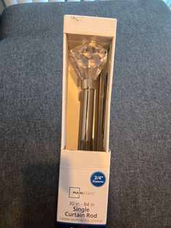 NEW Mainstays Faceted 3/4" Single Curtain Rod (30" - 84") - Nickel Finish