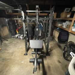 Vesta Fitness Smith Machine 2001 w/Bench Attachment | 230lb Bumpers Weights | 7ft Olympic Bar | Fitness | Gym Equipment | FREE DELIVERY 🚚 
