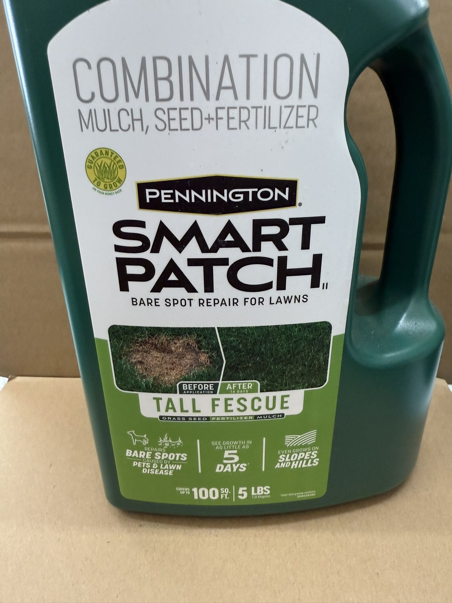 PENNINGTON — Smart Patch Tall Fescue 5lbs 100 Sq Ft - Grass Seed Bare Spot Repair with Mulch & Fertilizer