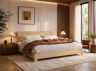 King Size Bed Frame Upholstered Bed Frame with Adjustable Headboard