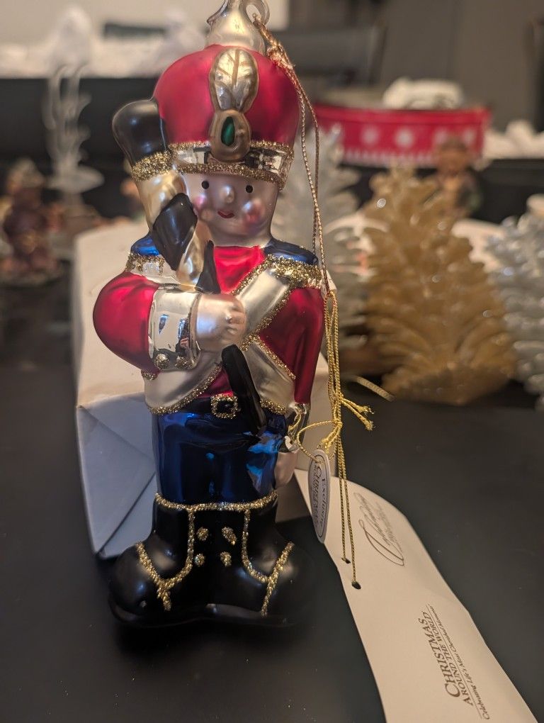Vintage Beautiful hand blown 7” Nutcracker Christmas Ornament