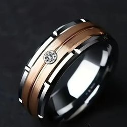 Men's Size 10 Silver Gold Titanium Stainless Steel Rings