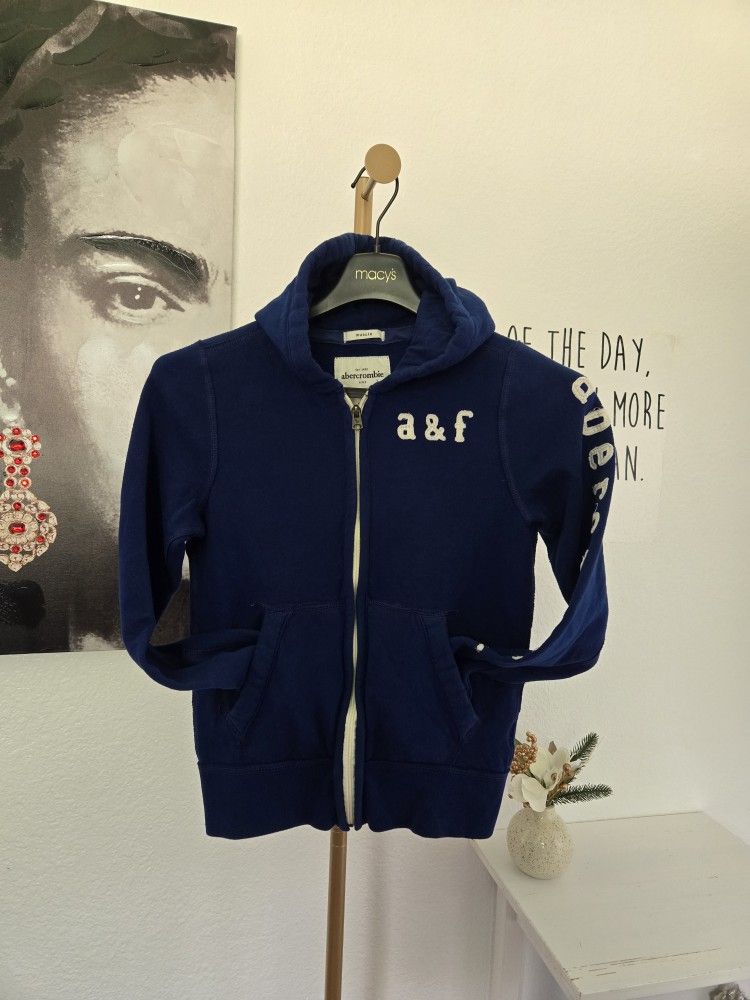 Abercrombie Boys Kids Zippered Hoodie Color Blue Size Large