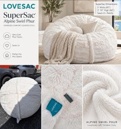 LoveSac SuperSac 5FT Giant Bean Bag + Plush Cover – $350 OBO