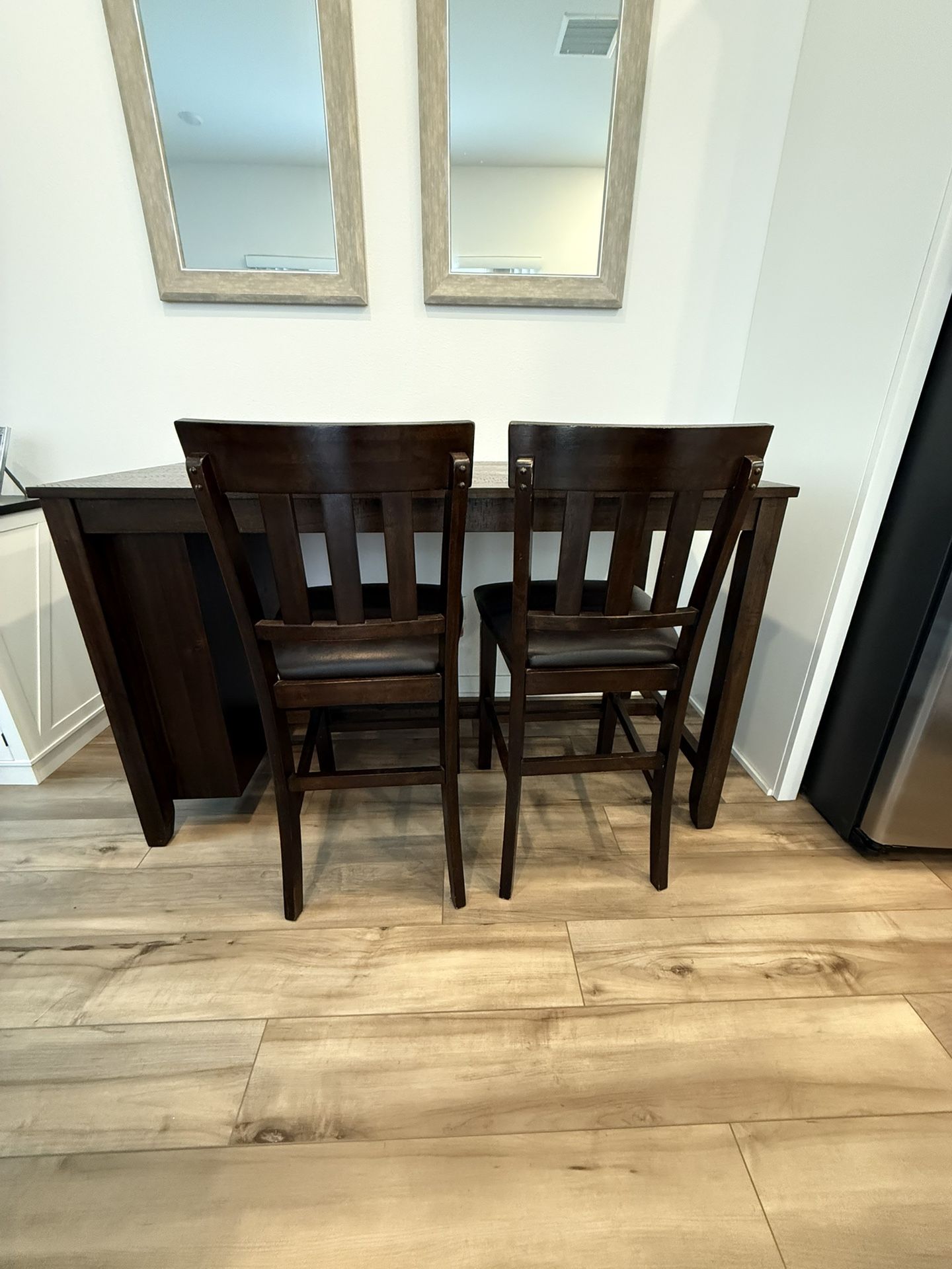 Dark Brown Wood Dining Table With 4 Chairs