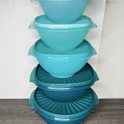 Tupperware Heritage Collection, New 10 Piece Food Storage Container Set ( 5 Bowls, 5 Lids) Green