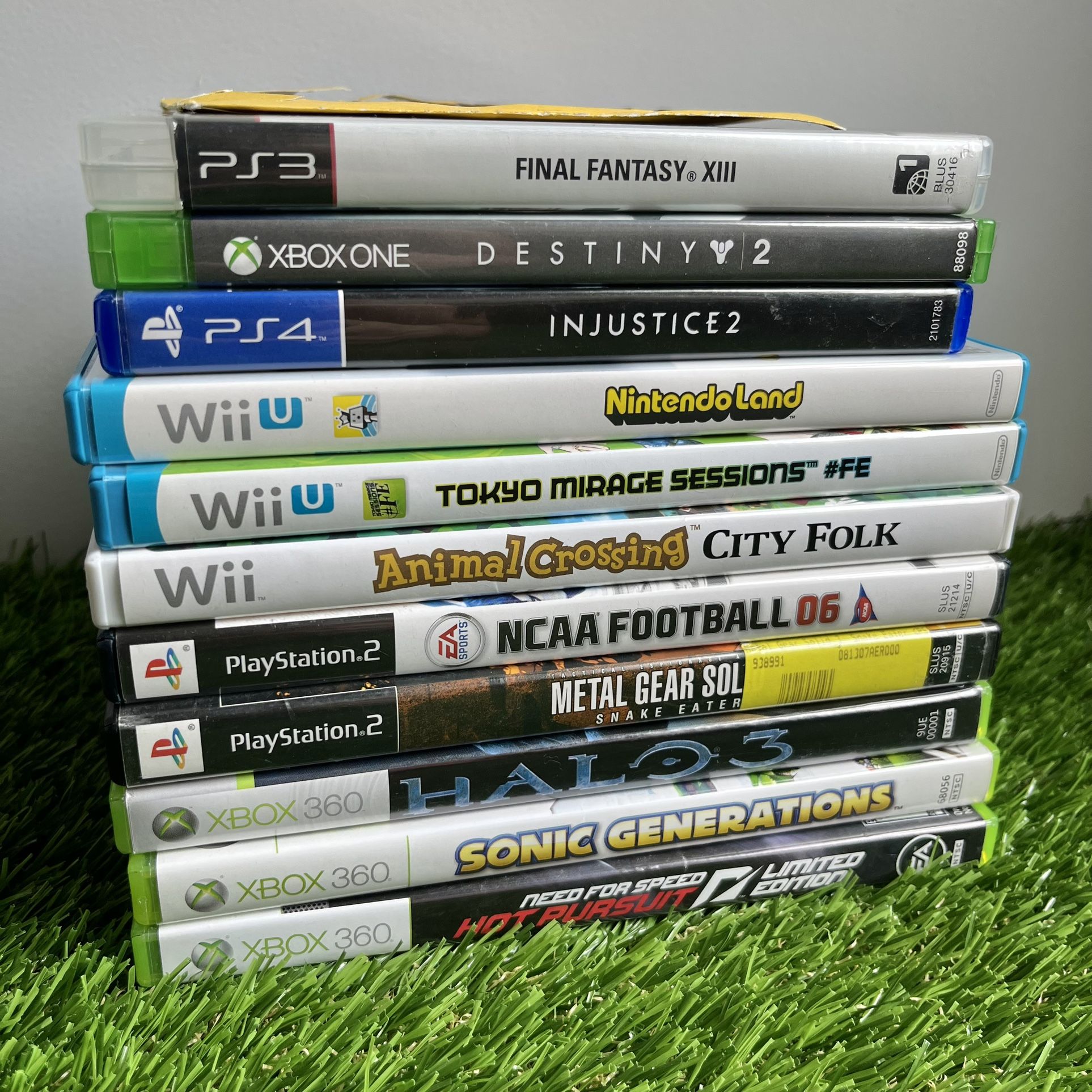 Video Game Bundle Lot Gaming PS2 PS3 PS4 Halo Ncaa Football Sonic Destiny Xbox 360 One Playstation Nintendo Wii U Animal Crossing Case Disc Manual