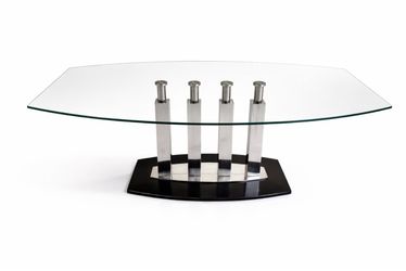 Large Glass And Stone Table 71” X 40”