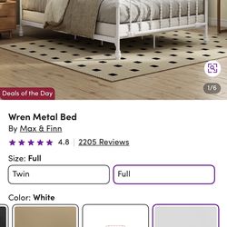 White metal full bed frame