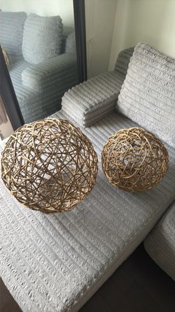 Wicker Rattan Decorative Balls Set of 2