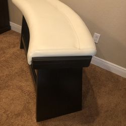 Curved Bench with a dark brown wood base