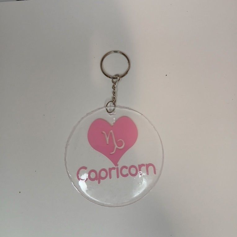 Pink heart handmade zodiac keychain 3 in