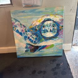 Sea Turtle Oil Painting (rare print)