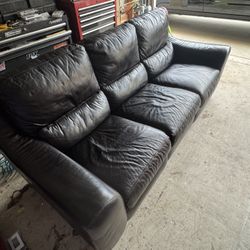 Black Leather Couch Used In Good Condition 150 OBO 